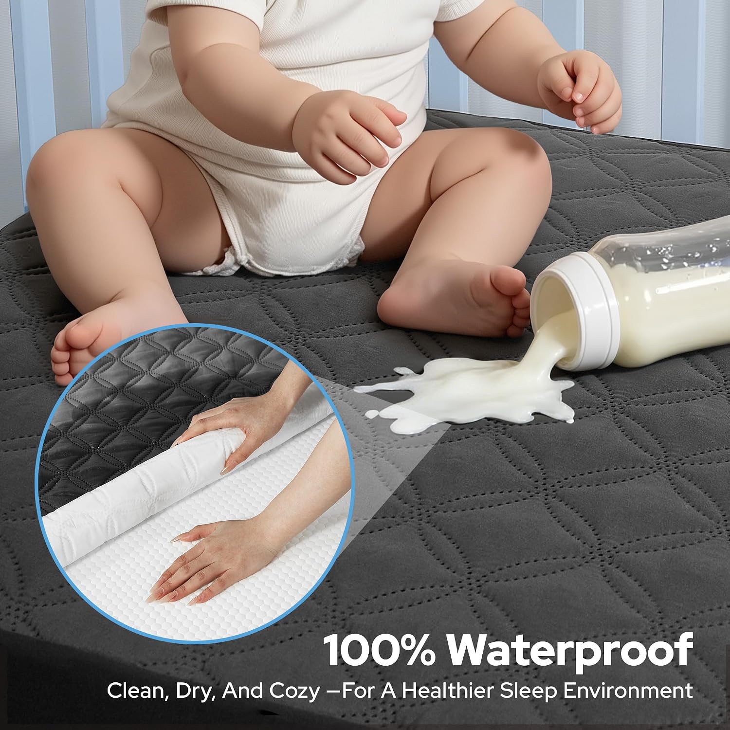 BEDLORE Crib Mattress Protector Waterproof 2 Pack for Standard Toddler Bed