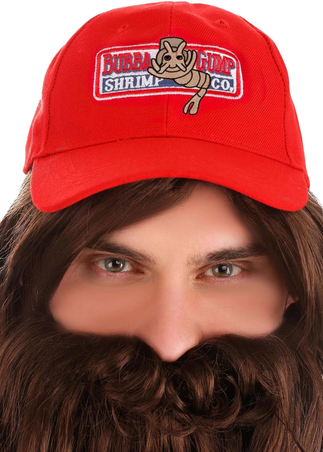 Fun Costumes Forrest Gump Running Costume | Includes Wig, Beard, and Bubba Gump Shrimp Hat | 70s Runner Outfit