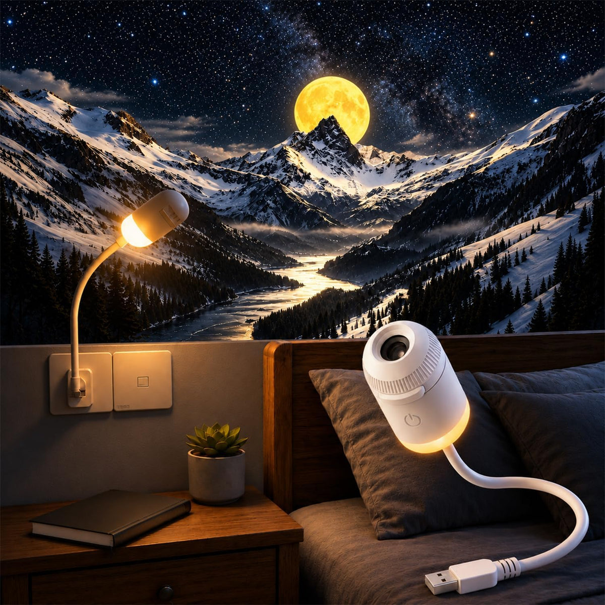 Galaxy Star Night Light Projector, 2-in-1 Portable with 12 Projection Films, 360° Adjustable Control Eye‑Caring LED Night Light for Kids Adults Bedroom Home Ceiling Car Decor Gift