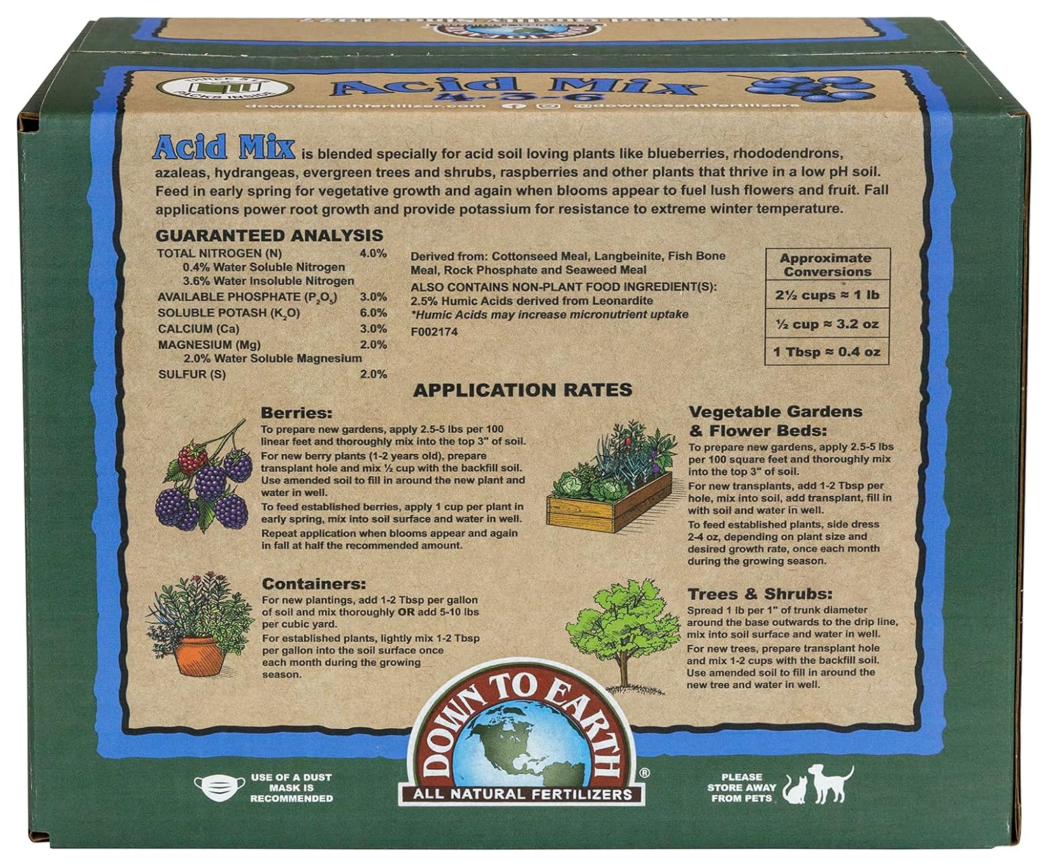 Down To Earth All Natural Fertilizers Organic Acid Mix - 4-3-6, 15 lb