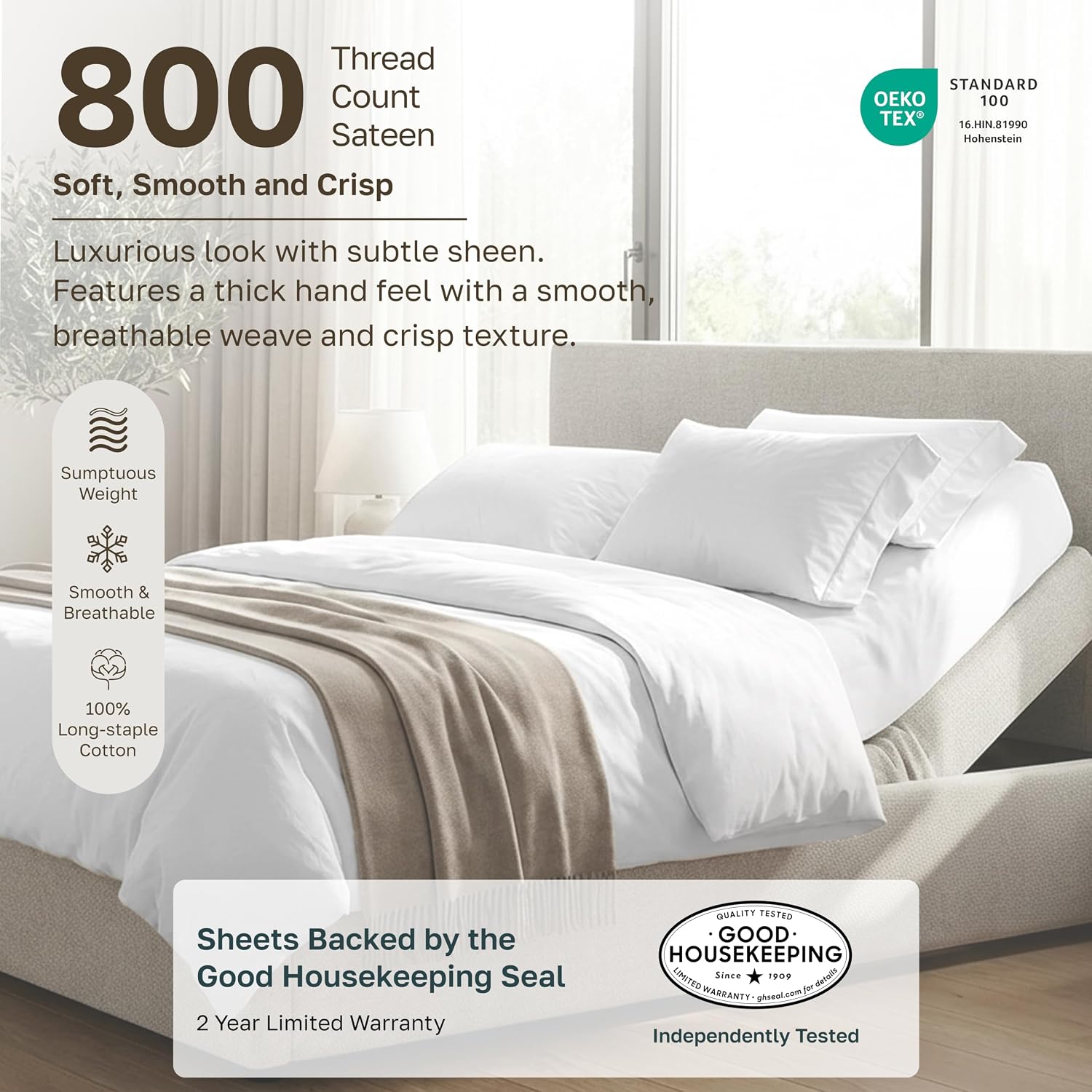 California Design Den 800 Thread Count Split King Bed Sheets, 5 Pc Set