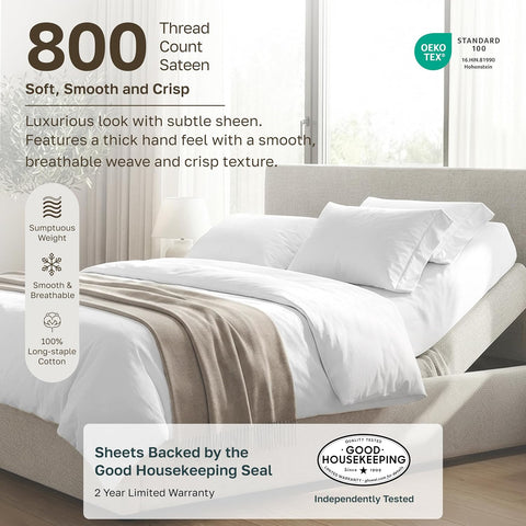 California Design Den 800 Thread Count Split King Bed Sheets, 5 Pc Set