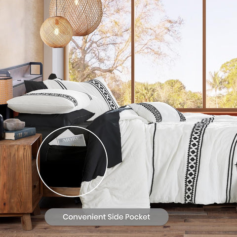 MaiRêve Embroidery California King Comforter Set 7 Pieces Bed in a Bag