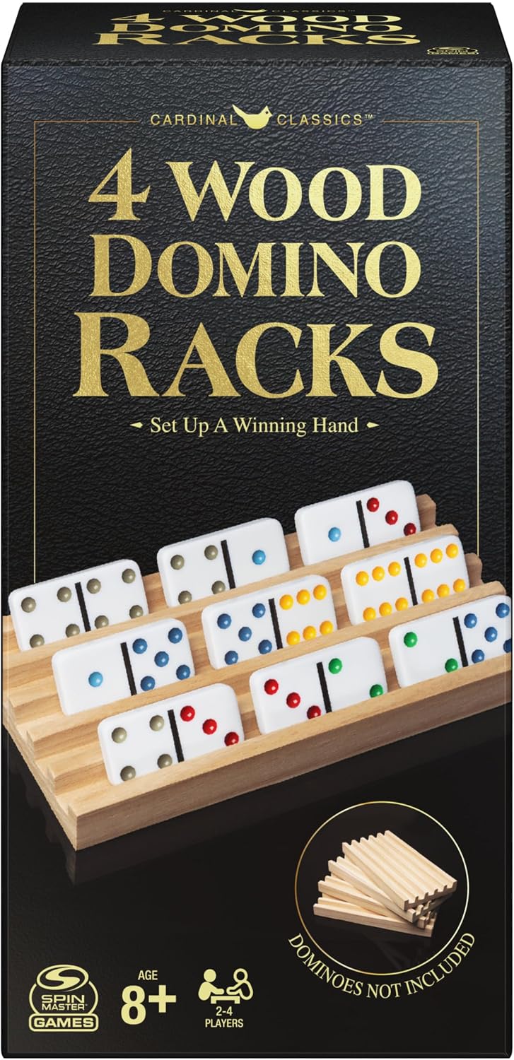 Spin Master Games Wooden Domino Racks Set of 4 Trays Classic Board Game