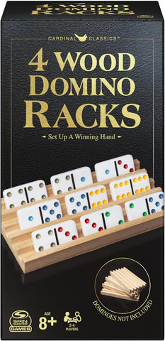 Spin Master Games Wooden Domino Racks Set of 4 Trays Classic Board Game