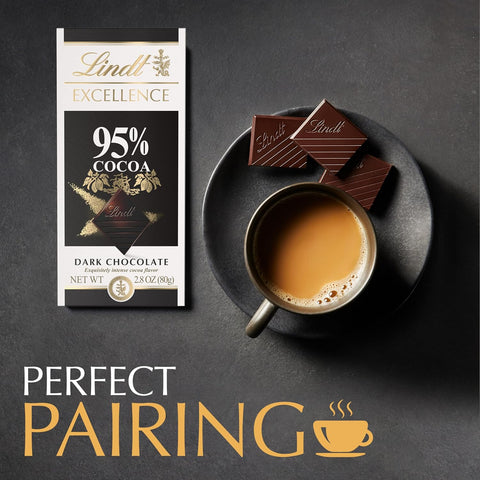 Lindt EXCELLENCE 95% Cocoa Dark Chocolate Candy Bar, 2.8 oz., 12 Pack