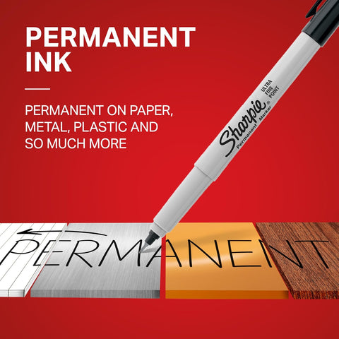Sharpie Permanent Markers, Ultra Fine Point, Black, 5 Count - Home, School, Office Supplies