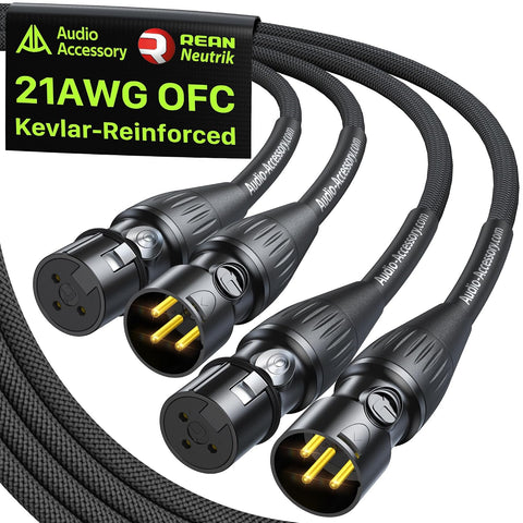 AA AUDIO ACCESSORY XLR Cables 10ft 2 Pack, 21AWG OFC Dual Shielded Mic Cord