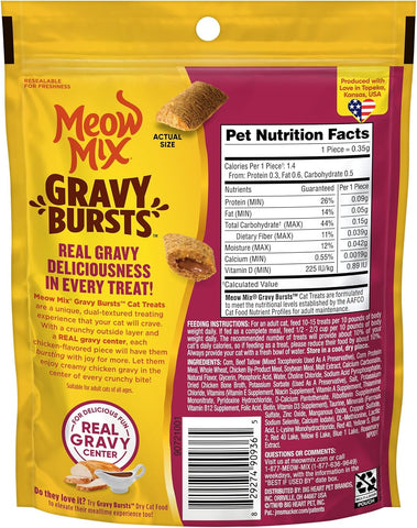 Meow Mix Gravy Bursts Chicken Flavored Cat Treats, 2.7 Oz. Bags (Pack of 5)