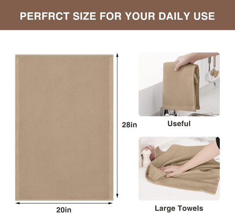 Homaxy 100% Cotton Oversized Waffle Weave Kitchen Towels 6-Pack, Tan