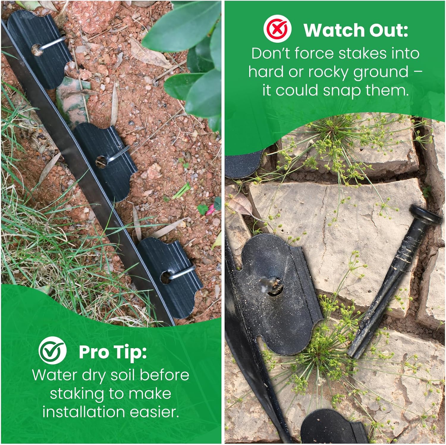 MIXC Garden Edging Border, 33FT 2 Inch Tall Plastic Landscape Edging with 50 U-Shaped Metal Stakes, More Stable and Flexible Tool-Free Lawn Border for Yard, Flower Bed & Landscaping