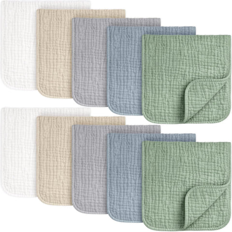 KeaBabies Organic Muslin Burp Cloths Baby Boy, Girl, 10-Pack (Slate)