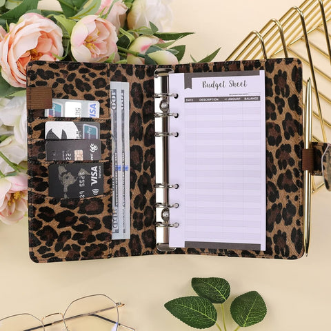 SKYDUE A6 Budget Binder with Zipper Envelopes, Money Organizer for Cash with 12Pcs Expense Budget Sheet & 24Pcs Stickers, Cash Envelopes for Budgeting and Saving