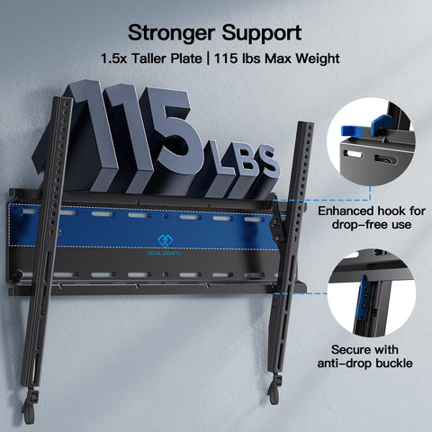 PERLESMITH Tilting TV Wall Mount Bracket Low Profile for Most 23-60 inch LED LCD OLED, Plasma Flat Screen TVs with VESA 400x400mm Weight up to 115lbs, Fits 16" Wood Stud