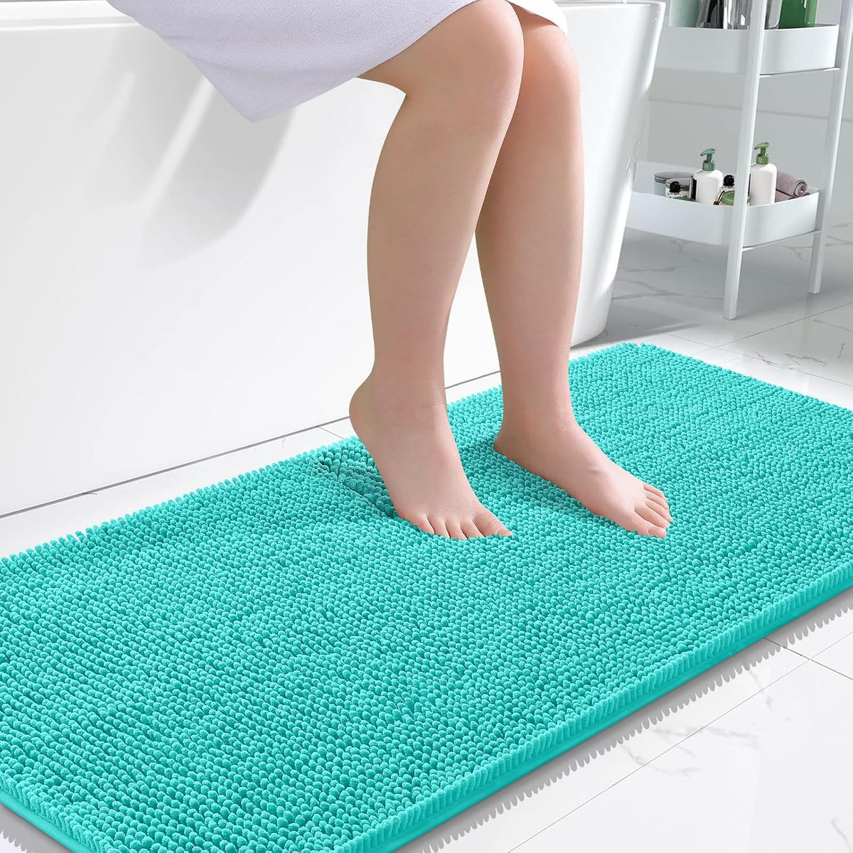 OLANLY Bathroom Runner Rugs 47x24, Extra Soft Absorbent Chenille Bath Rugs