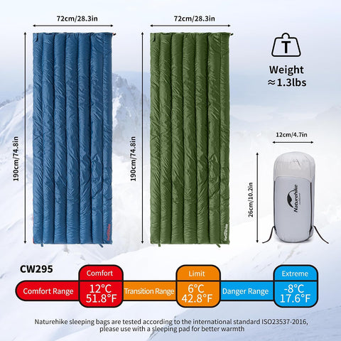 Naturehike Ultralight Backpacking RDS Down Sleeping Bag for Adults
