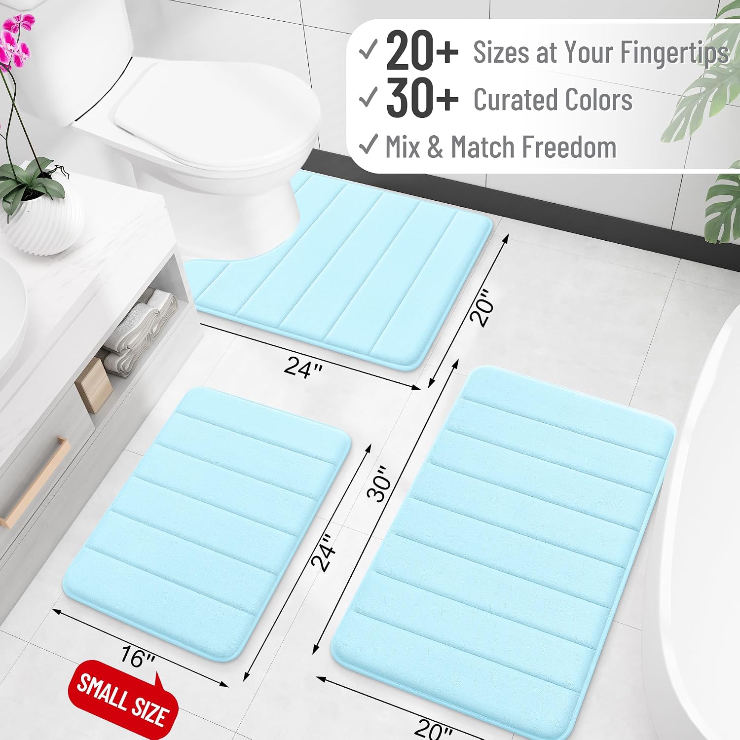 OLANLY Memory Foam Large Bath Mat 70x46, Super Soft Absorbent Bathroom Rugs