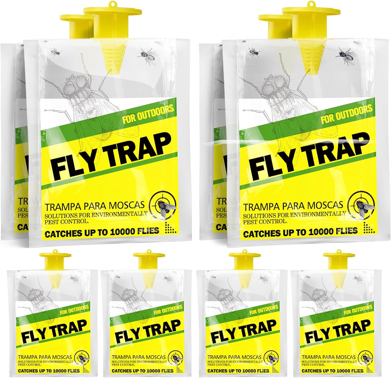 8 Pack Outdoor Hanging Fly Traps, Disposable Flies Killer Trap Bag Catcher