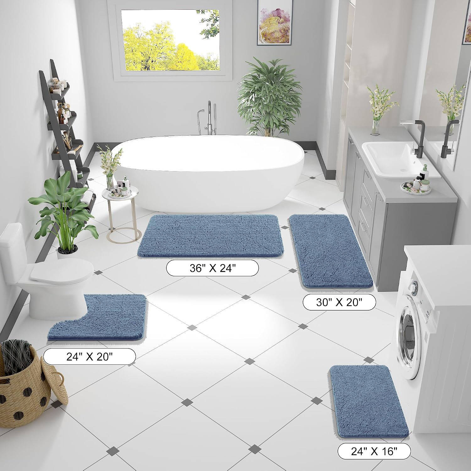 OLANLY Bathroom Rugs 34x21, Extra Soft Absorbent Chenille Bath Rugs