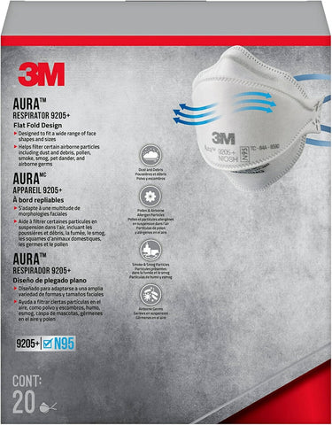 3M™ Aura™ N95 Particulate Respirator, 9205PH-20-DC, Pack of 20 Respirators