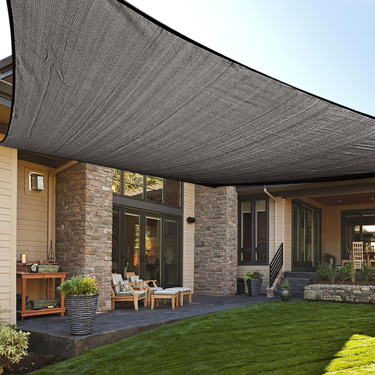 LOVE STORY 6.5' x 10' Rectangle Sun Shade Sail for Outdoor Patio, Dark Grey
