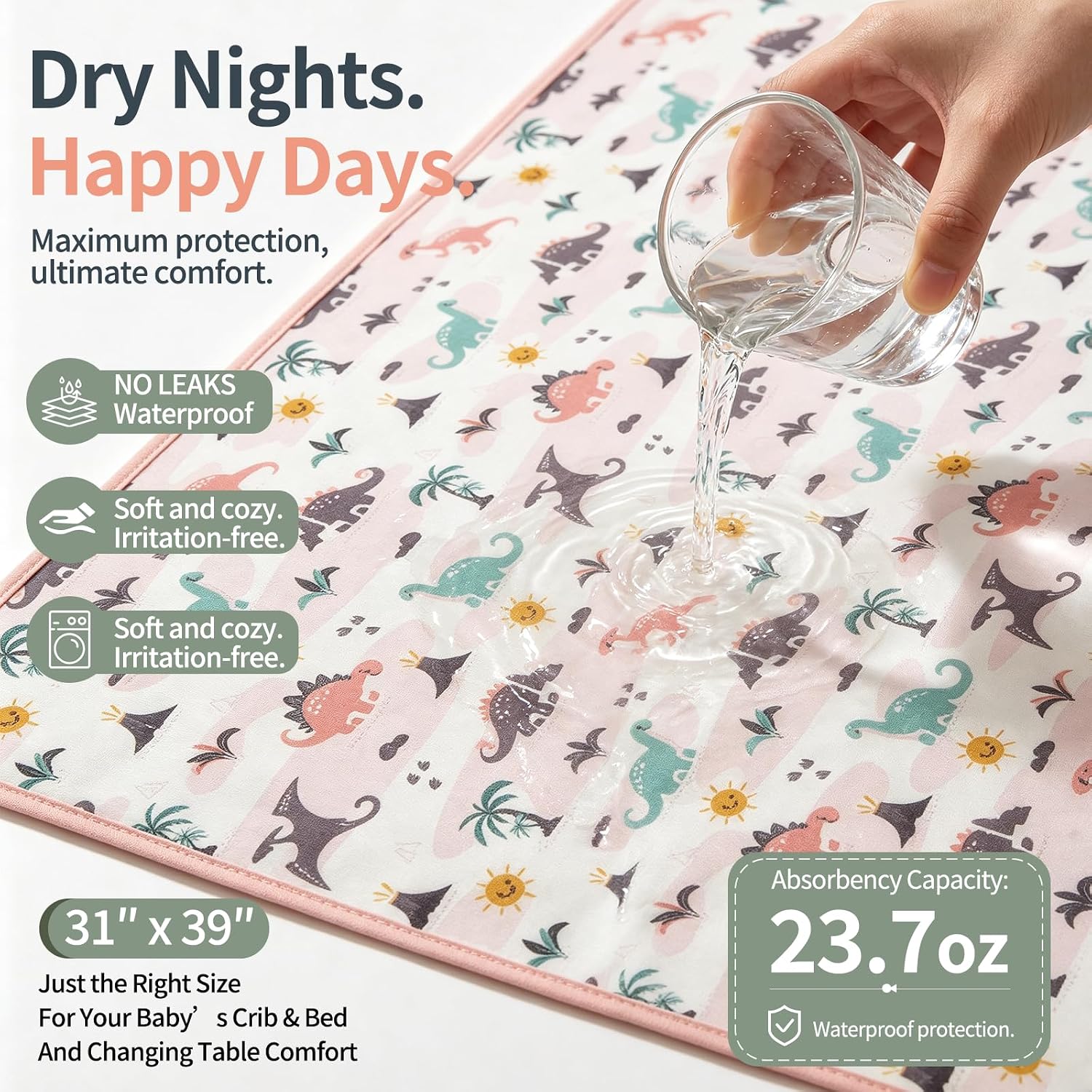 1 Pcak Baby & Kids Waterproof Pee Pad 31x39 Dino Bed Wetting Pad