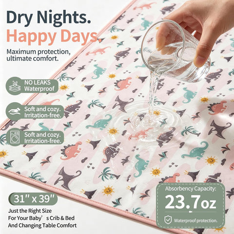 1 Pcak Baby & Kids Waterproof Pee Pad 31x39 Dino Bed Wetting Pad