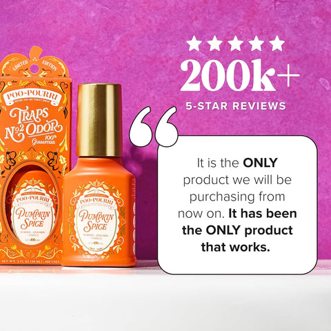 Poo~Pourri Pumpkin Spice 2 fl oz Before-You-Go Toilet Spray - Up to 100 Uses - Trap Bathroom Odor - Plant Based Ingredients - Travel Essentials - Pumpkin, Cinnamon, and Vanilla