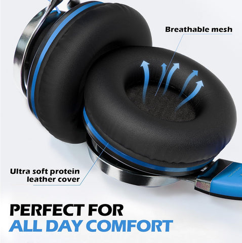 AILIHEN C8 Kids Wired Headphones with Mic for School, 3.5mm Jack, BlackBlue
