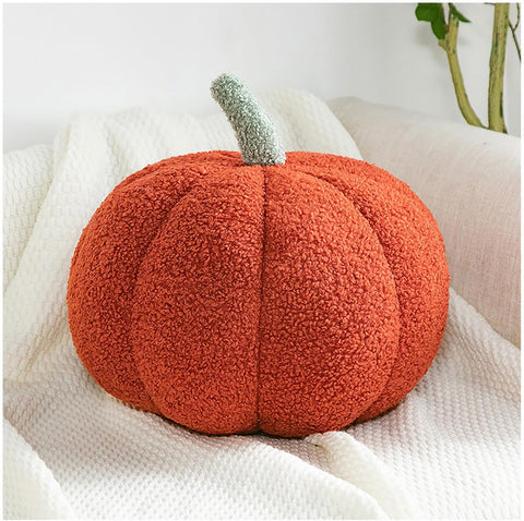 Plush Pumpkin Throw Pillows for Fall Party Decoration Happy Hallween Decoration Pillow Sofa Lumbar Cushion for Home Car Bedroom Living Room,Caramel,13.78"