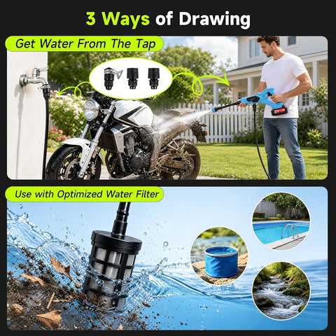 Cordless Portable Washer, 1700 PSI Battery Operated Washer with Brushless Motor, Battery, 16.4FT Elastic Hose, 21V 3.0Ah Portable Handheld Washer for Car, Home, Patio, Driveway