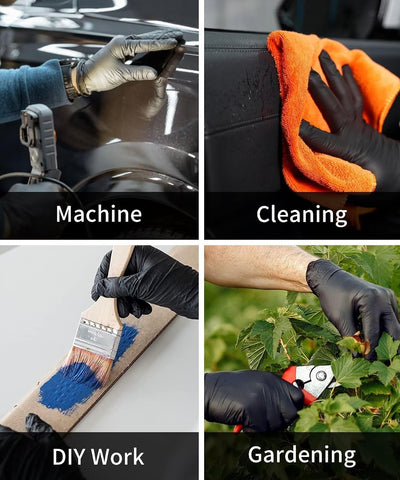 NEOTRIL 6 Mil Heavy Duty Black Nitrile Disposable Gloves, Latex Powder-Free, Textured Rubber Gloves for Cooking Mechanic