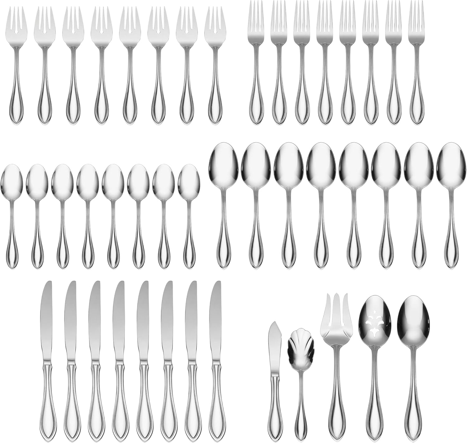 Oneida American Harmony 45-Piece 18/0 Silverware Set for 8, Flatware