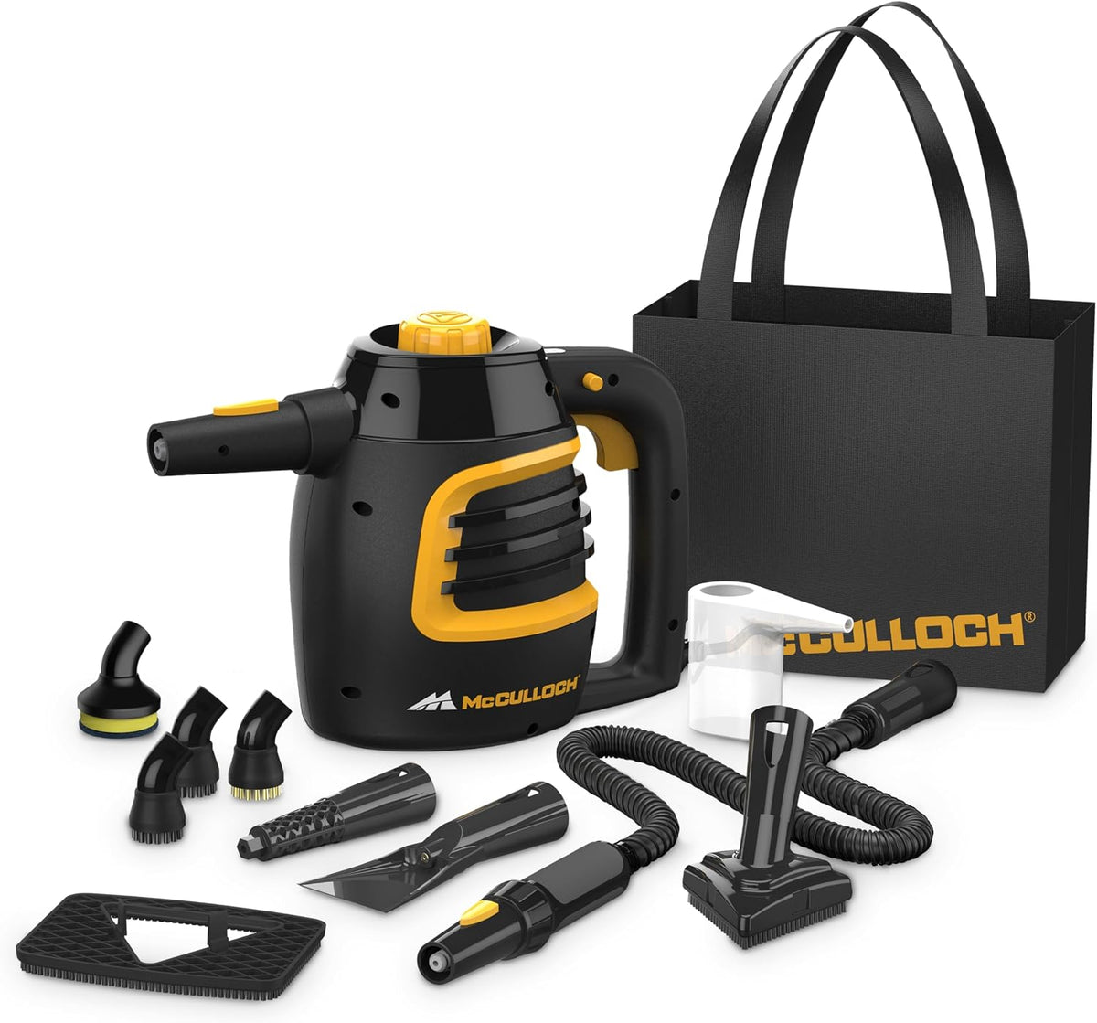 McCulloch MC1230 Handheld Steam Cleaner, 11 Accessories, 10 Min Runtime