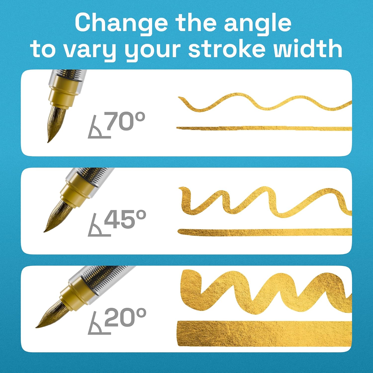 ARTISTRO 5 Gold Paint Pen for Rock, Glass, Ceramic, Wood, Tire, Fabric, Metal, Canvas, Marking, Painting - Set of 5 Acrylic Paint Markers Water-based - Brush Tip with Automatic Ink Control System