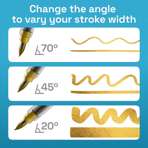 ARTISTRO 5 Gold Paint Pen for Rock, Glass, Ceramic, Wood, Tire, Fabric, Metal, Canvas, Marking, Painting - Set of 5 Acrylic Paint Markers Water-based - Brush Tip with Automatic Ink Control System