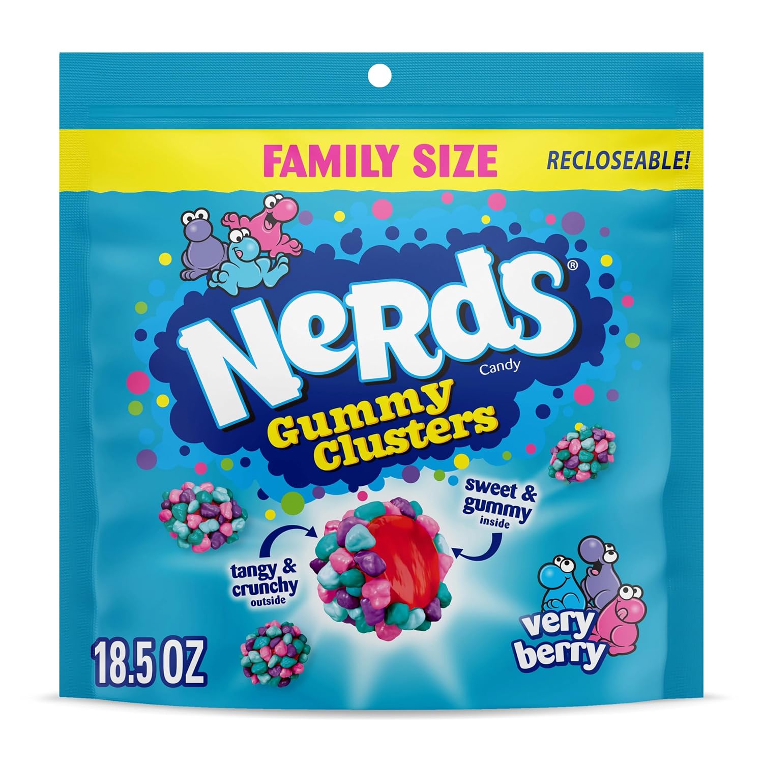 NERDS Gummy Clusters Very Berry Candy, Crunchy & Gummy, 18.5 oz