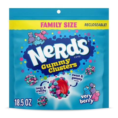 NERDS Gummy Clusters Very Berry Candy, Crunchy & Gummy, 18.5 oz
