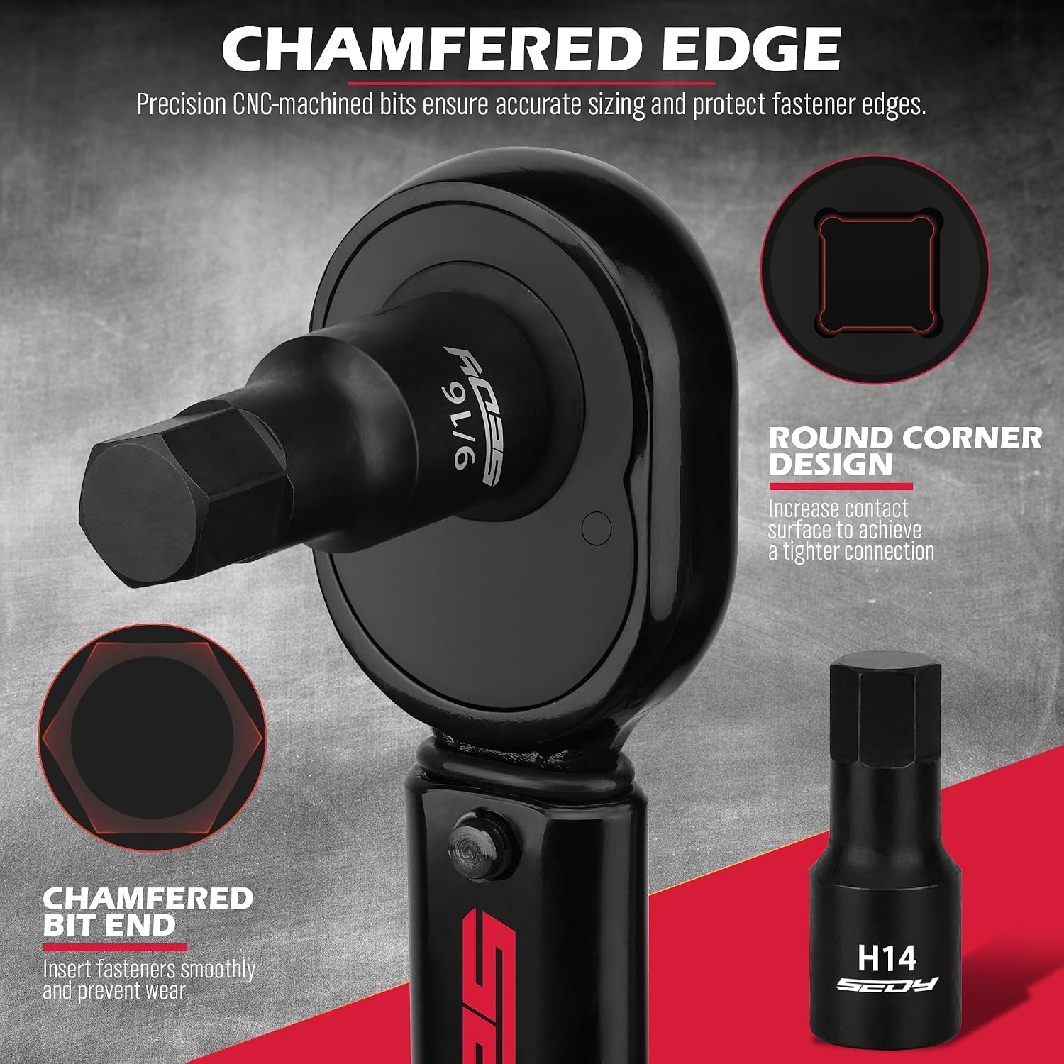 Hex Bit Impact Socket Set: 36-Piece with 4 Adapters, 1/4" 3/8" 1/2" Drive Master Allen Impact Socket Set, SAE and Metric, H5-H19 & 3/4"-5/64", Heavy Duty Storage Case, Automotive Mechanic