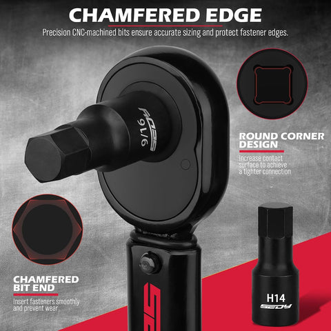 Hex Bit Impact Socket Set: 36-Piece with 4 Adapters, 1/4" 3/8" 1/2" Drive Master Allen Impact Socket Set, SAE and Metric, H5-H19 & 3/4"-5/64", Heavy Duty Storage Case, Automotive Mechanic