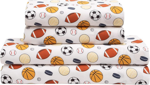 MALLARY BY MATTHEW Kids Super-Soft 100% Microfiber Print Sheet, Sports, Queen