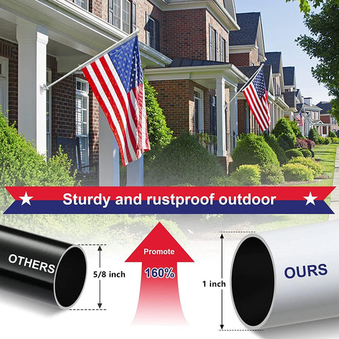 Flag Pole Holder for Outside House - 5ft Heavy Duty Stainless Steel House Flag Pole Kit, Tangle Free Spinning Flagpole For Outdoor Porch Residential Decoration - White