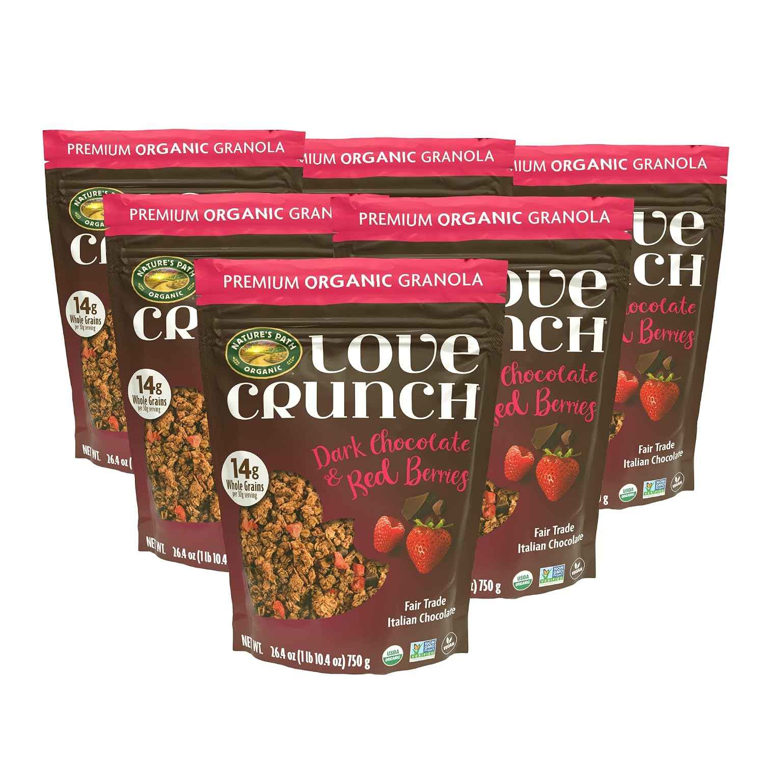 Love Crunch Dark Chocolate & Red Berries Granola, 26.4 oz (Pack of 6)