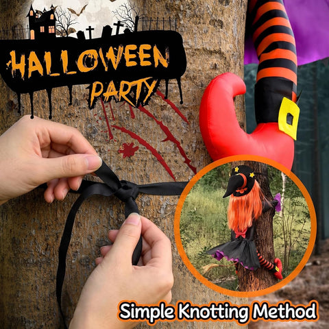 Halloween Decorations Outdoor Crashing Witch: 44'' Flying Crashed Witches Hanging into Tree - Halloween Decor for Yard Garden Porch