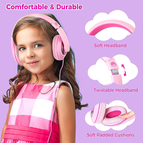 rockpapa Comfort+ Wired Kids Headphones with Microphone & 3.5mm for School