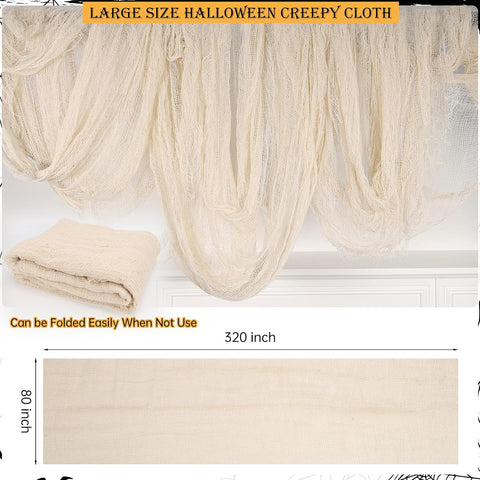 320 x 80 in Halloween Creepy Cloth for Yard and Outdoor Decorations,Beige