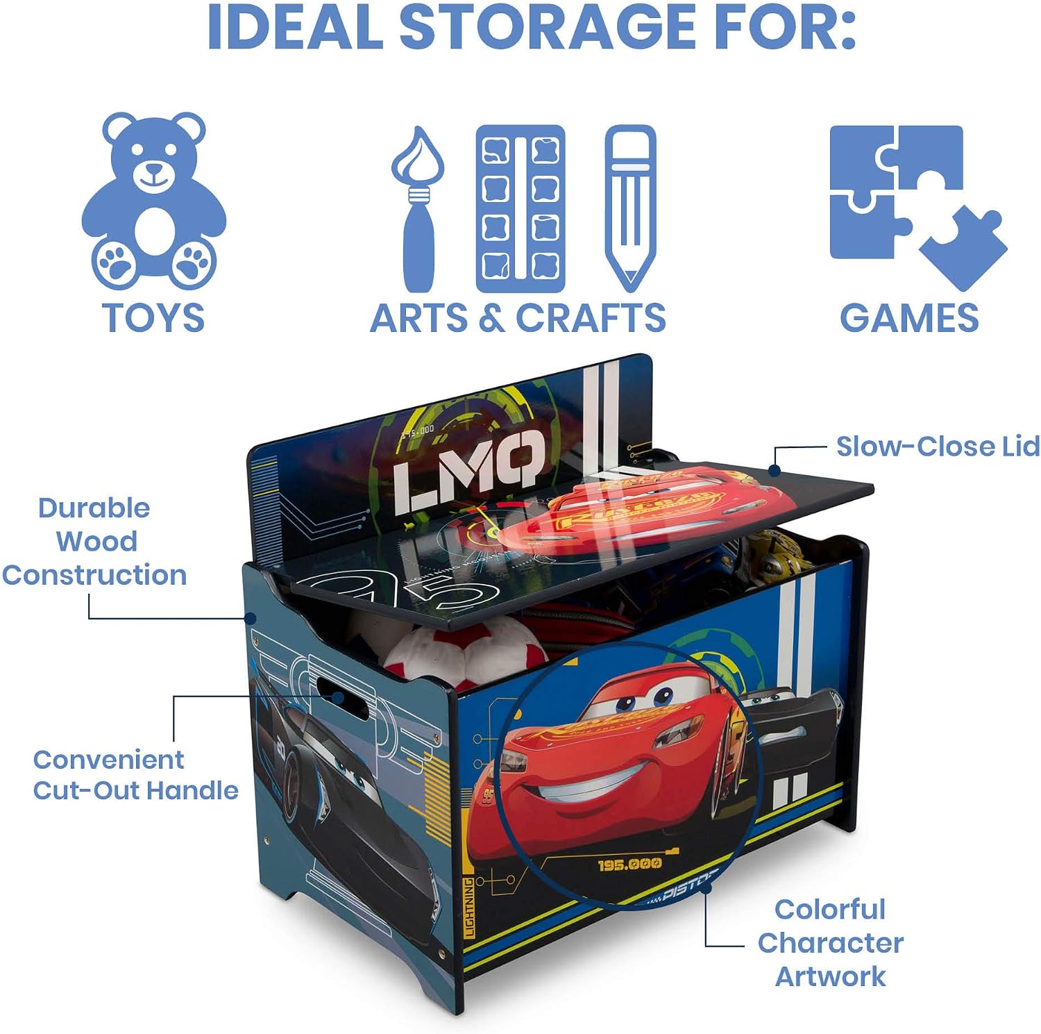 Delta Children Deluxe Toy Box, Disney/Pixar Cars