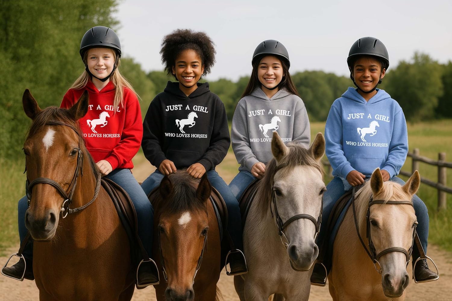 Tstars Girl Who Loves Horses Hoodie Youth Girls Equestrian Riding Pony