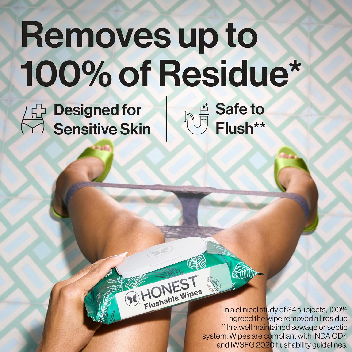 The Honest Company Flushable Wipes, Hypoallergenic, Tropical Leaves, 126ct