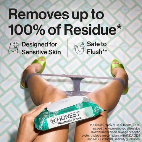 The Honest Company Flushable Wipes, Hypoallergenic, Tropical Leaves, 126ct